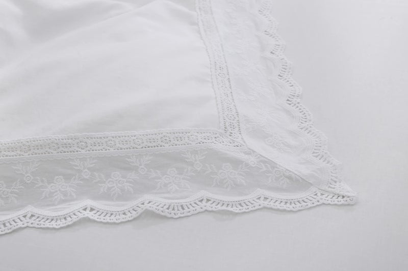 Meaning4 White Lace Pillow Shams King Size Pillowcases Cotton French Country Shabby Chic Style 2 Pieces 36"x20" - Image 2